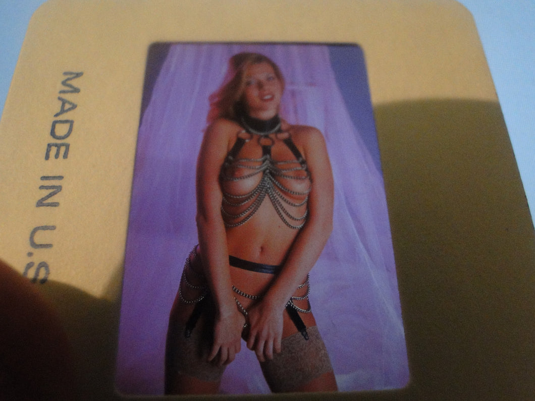 Vintage NUDE Hot Woman/Model 35mm Slide/Transparency Nice Titties BDSM Outfit  PS1