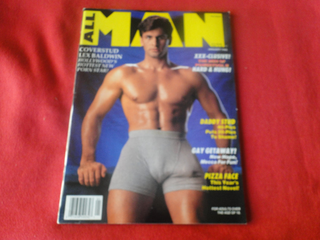 Vintage Adult Erotic Sexy Magazine Gay Interest All Man January 1992       JB28