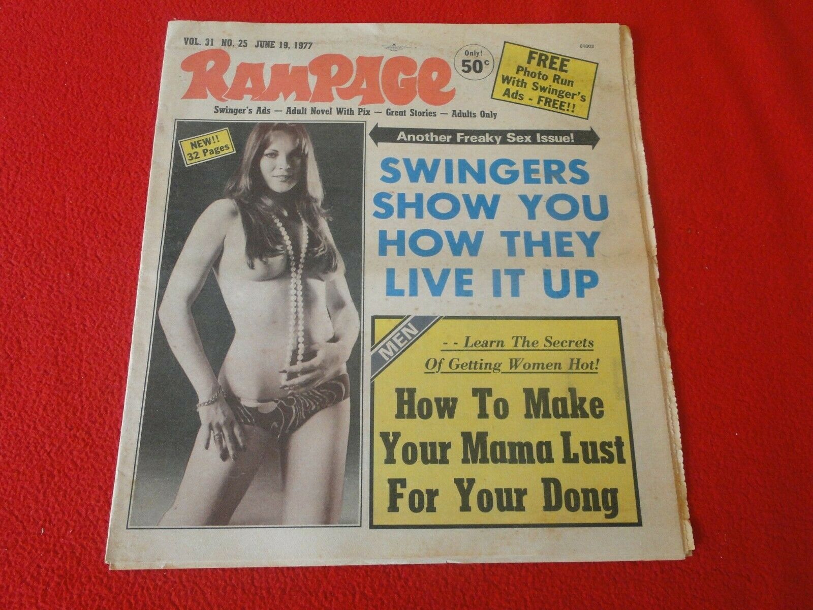 Vintage Classic Adult XXX Porn Newspaper/Magazine Rampage June 1977 billede pic