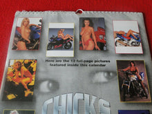 Load image into Gallery viewer, Vintage Semi-Nude Pinup Wall Calendar Chicks &amp; Choppers 1999 16 x12 Sealed NOS P
