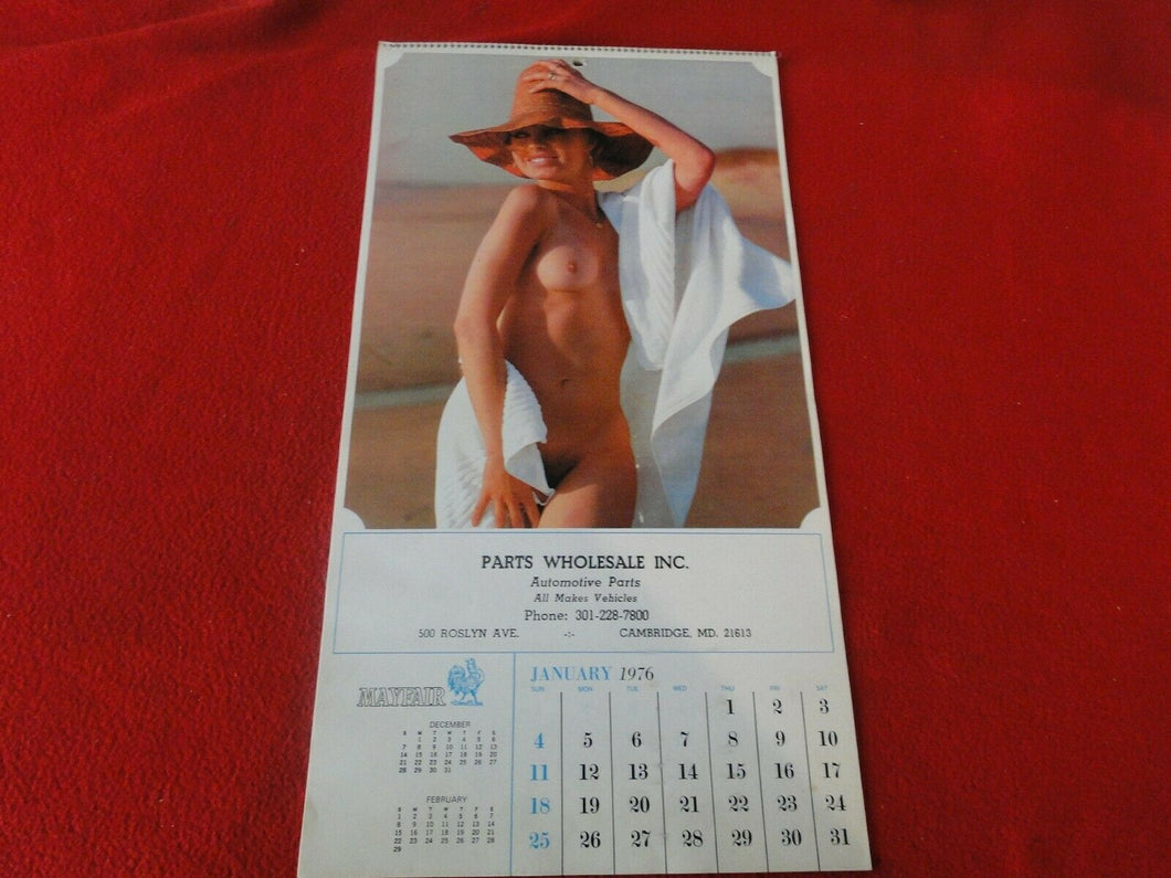 Vintage Semi-Nude Pinup Wall Calendar 1976 Parts Wholesale Inc.                H