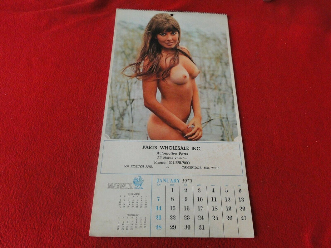 Vintage Semi-Nude Pinup Wall Calendar 1973 Parts Wholesale Inc.                H