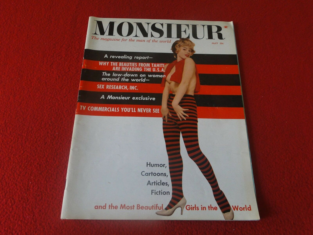 Vintage Nude Erotic Sexy Adult Magazine Monsieur May 1964                     EB