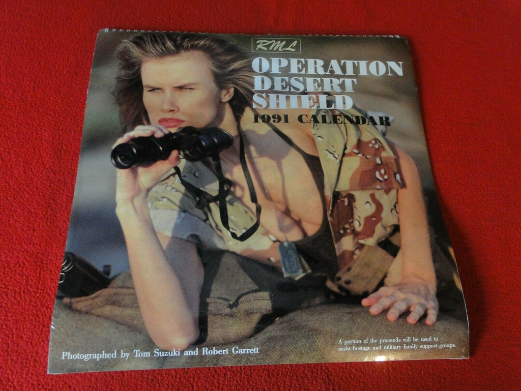 Vintage Large Semi-Nude Pinup Wall Calendar Operation Desert Shield 1991       B